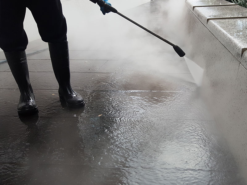 Jet washing exterior spaces