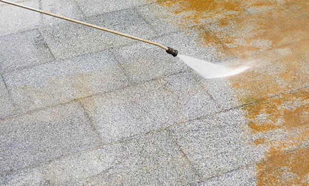 Patio Cleaning with professional jet washer