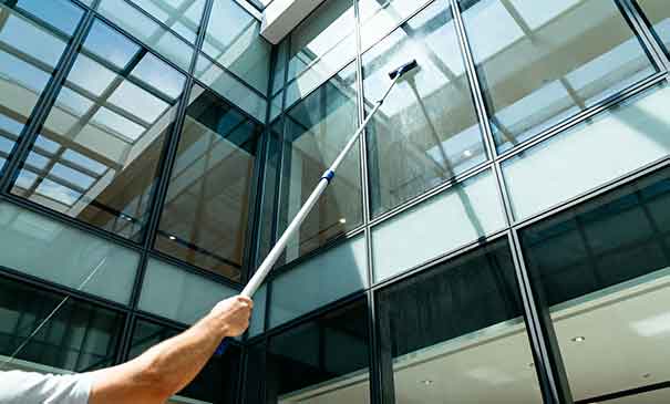 Commercial window cleaning in Shere for shops cafes and local businesses
