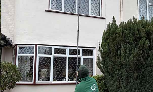 Residential window cleaning service in East Horsley using purified water systems